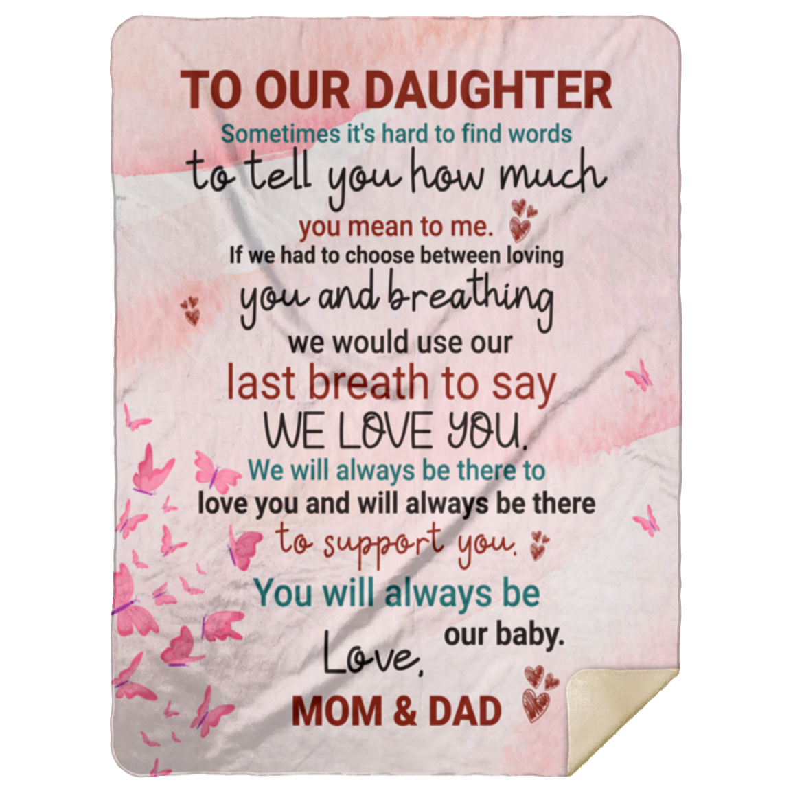 To Our Daughter Blanket | Blanket for Daughter from Mom, Birthday Gift, Gift for Daughter, Baby, Engagement