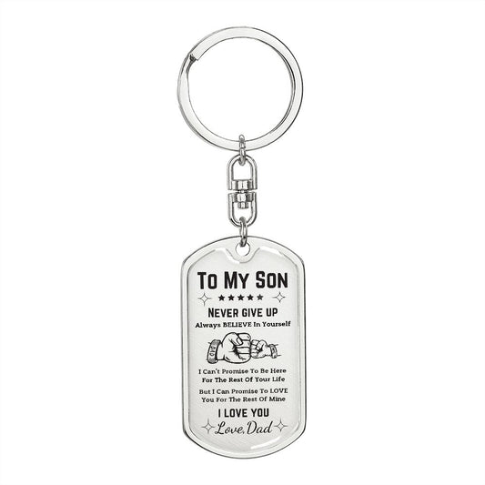 To My Son | Never Give Up | Keychain | Personalized Engraving On The Back