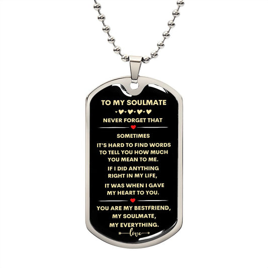 My Soulmate | Dog Tag Necklace | Personalized Engraving On The Back