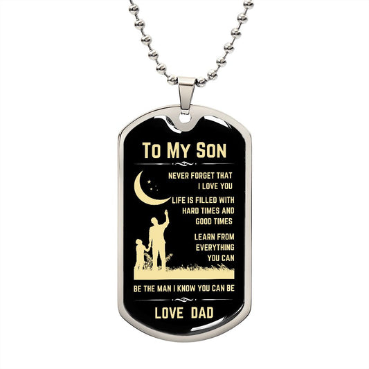 To My Son | Dog Tag Necklace | Personalized Engraving On The Back