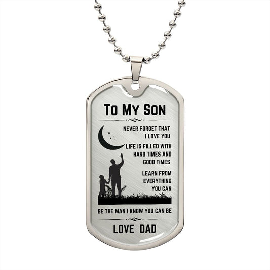 To My Son | Dog Tag Necklace | Personalized Engraving On The Back