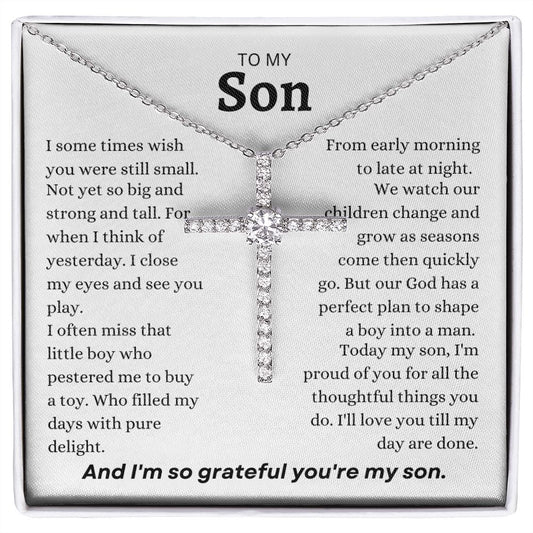 My Son | So Grateful - CZ Cross necklace