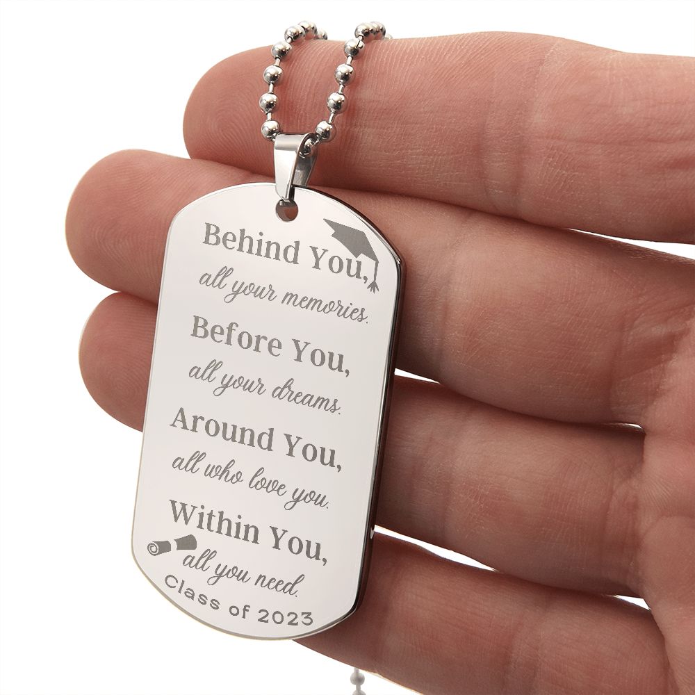 Graduation dog tag on sale necklace