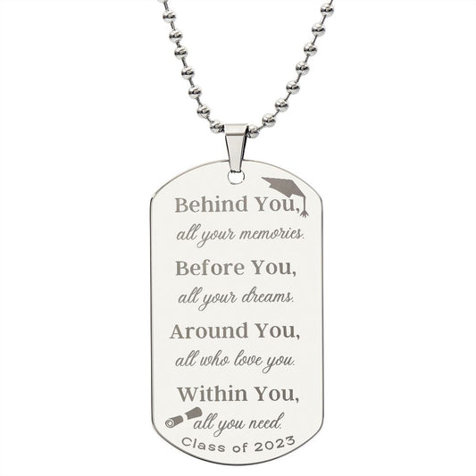 2023 Graduation Gift | Engraved Dog Tag Necklace