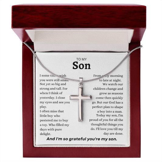My Son | So Grateful | Stainless Steel Cross Necklace